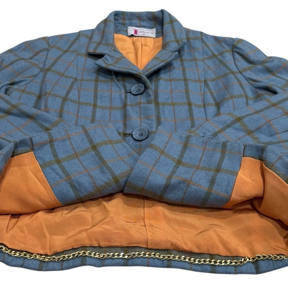 Vintage Vogue Paris Original Retro Plaid Women's Relaxed‎ Suit Jacket Career M/L - Picture 7 of 13